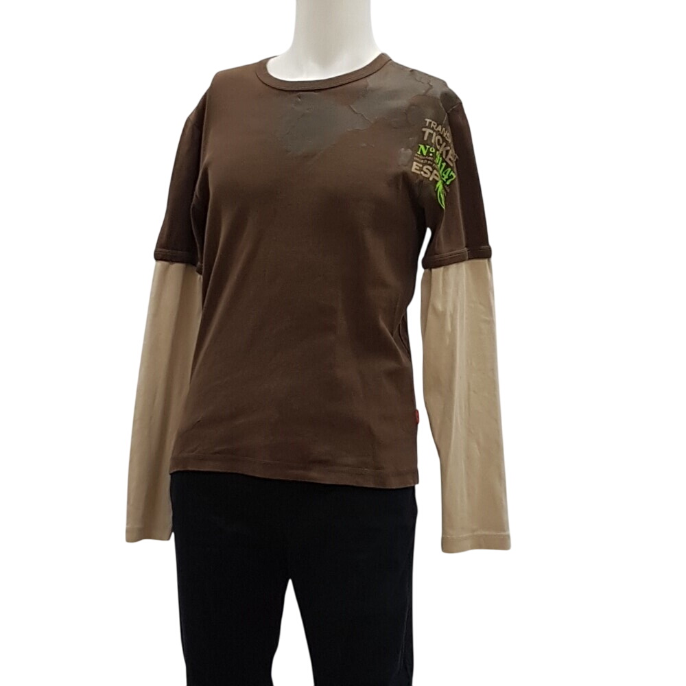 Acheter Tee-shirt à manches longues marron et écru - ESPRIT - taille XL Très bon état - 11,00 € Tee-shirt à manches longues marron et écru - ESPRIT - taille XL Très bon état - reconditionné disponible sur Label Emmaüs