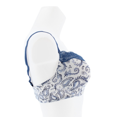 Soutien gorge blanc et bleu imprimé Fleurs avec armatures - femme - taille - 100D - Photo 3