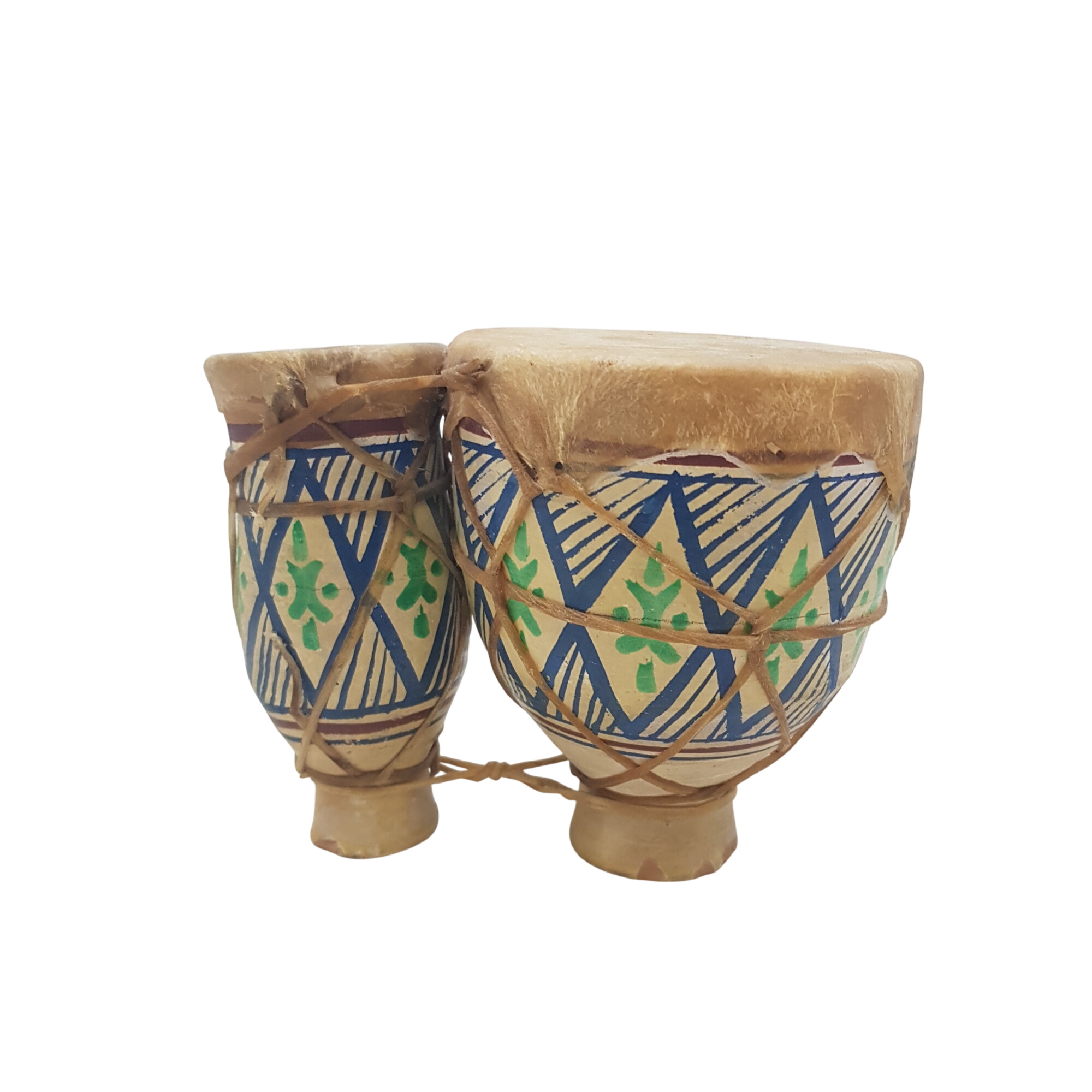 Acheter Tambours artisanaux décoratifs en terre cuite peinte à la main - 10,00 € Tambours artisanaux décoratifs en terre cuite peinte à la main - reconditionné disponible sur Label Emmaüs