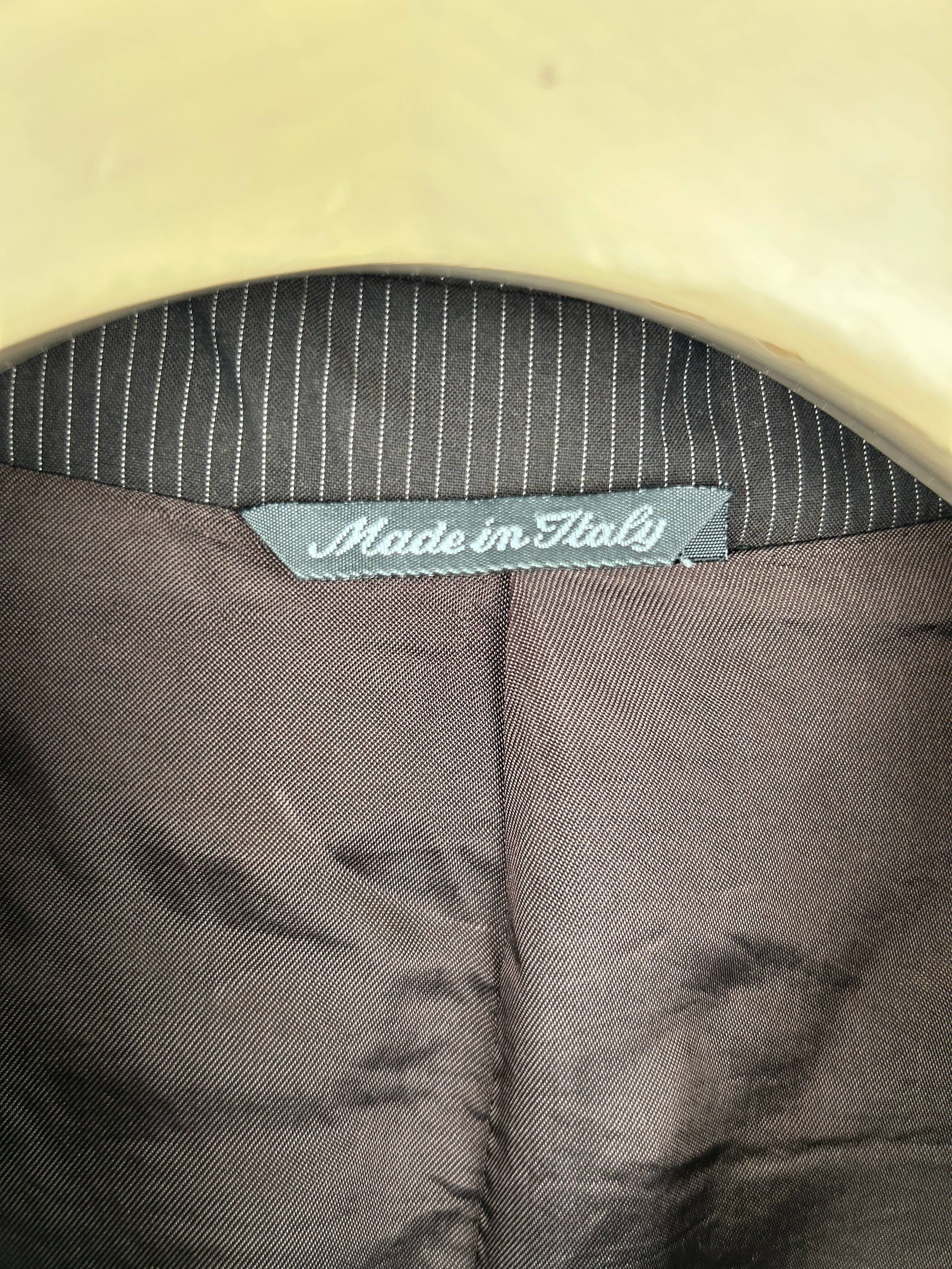 Veste de costume marron à rayures - Thierry Mugler - IT 56 - Photo 4