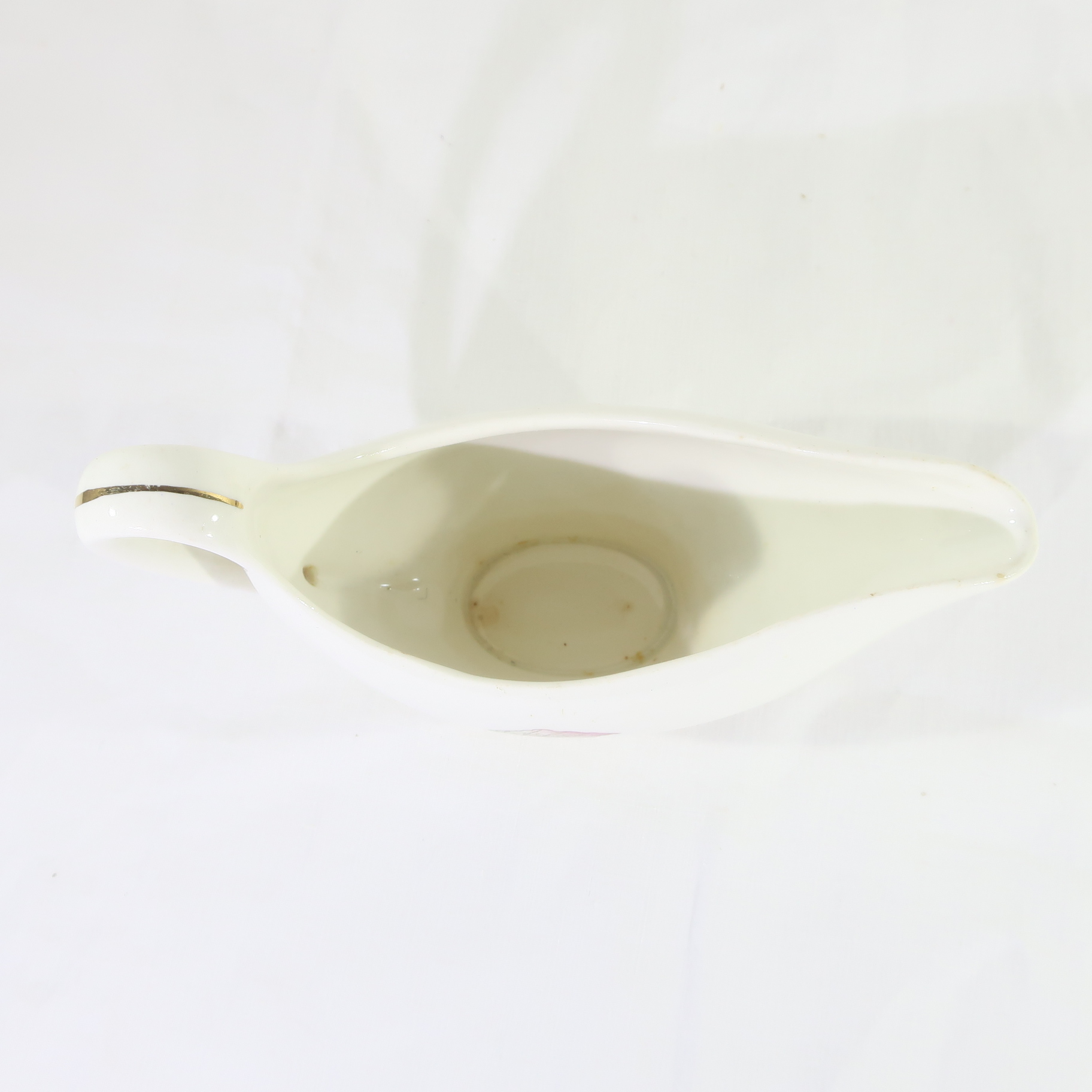 JOLIE ANCIENNE SAUCIERE & son COUVERCLE PORCELAINE XIXe Décor aux