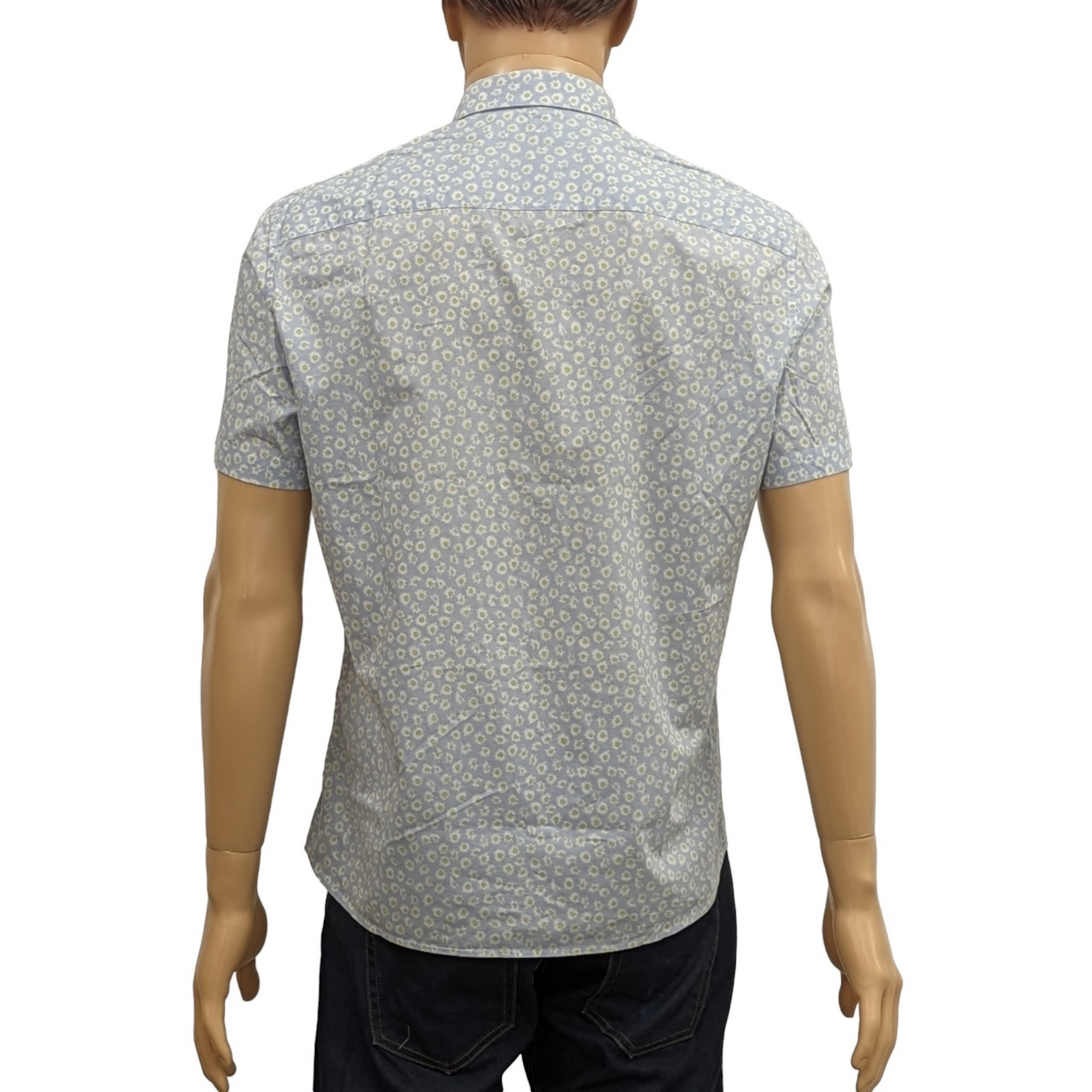 Chemise Kenzo T 42 - 16½ slim imprimé floral bleu pâle et vert anis - Photo 2