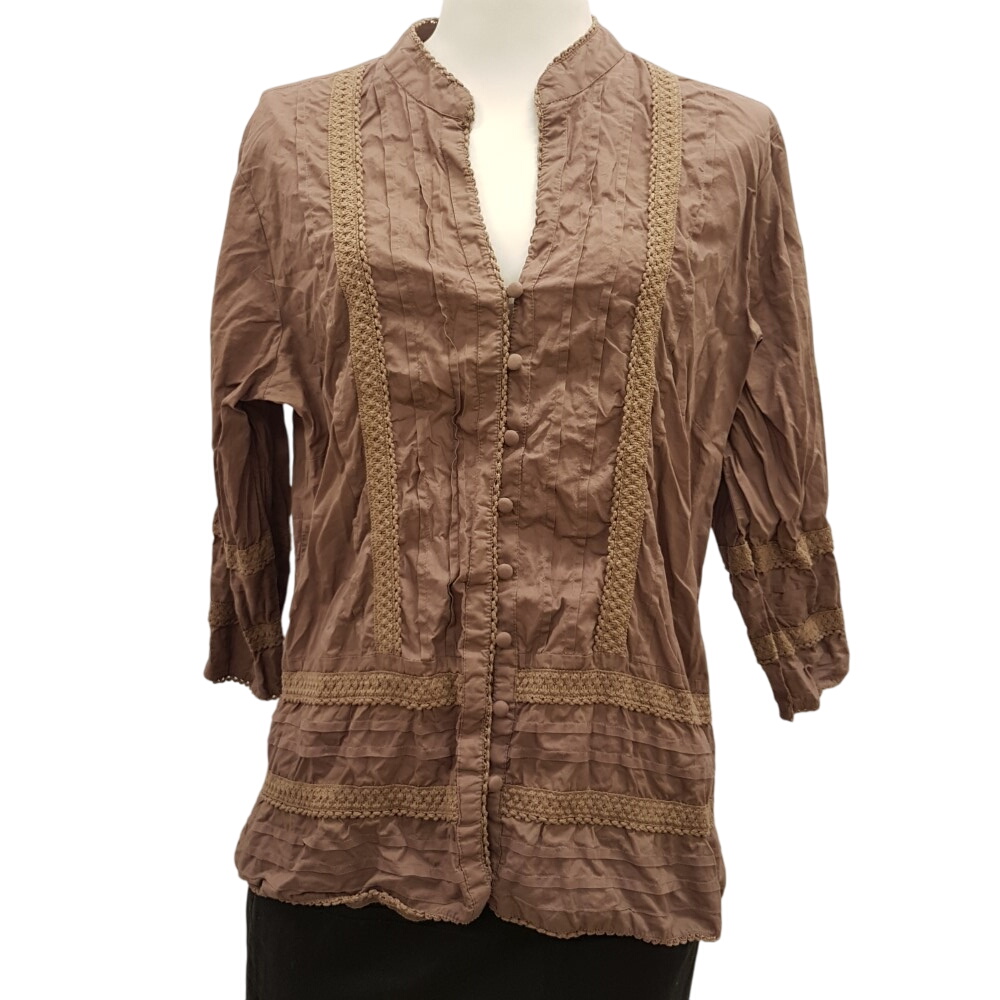 Chemise folk marron - DAMART - Taille 44/46 - Photo 0