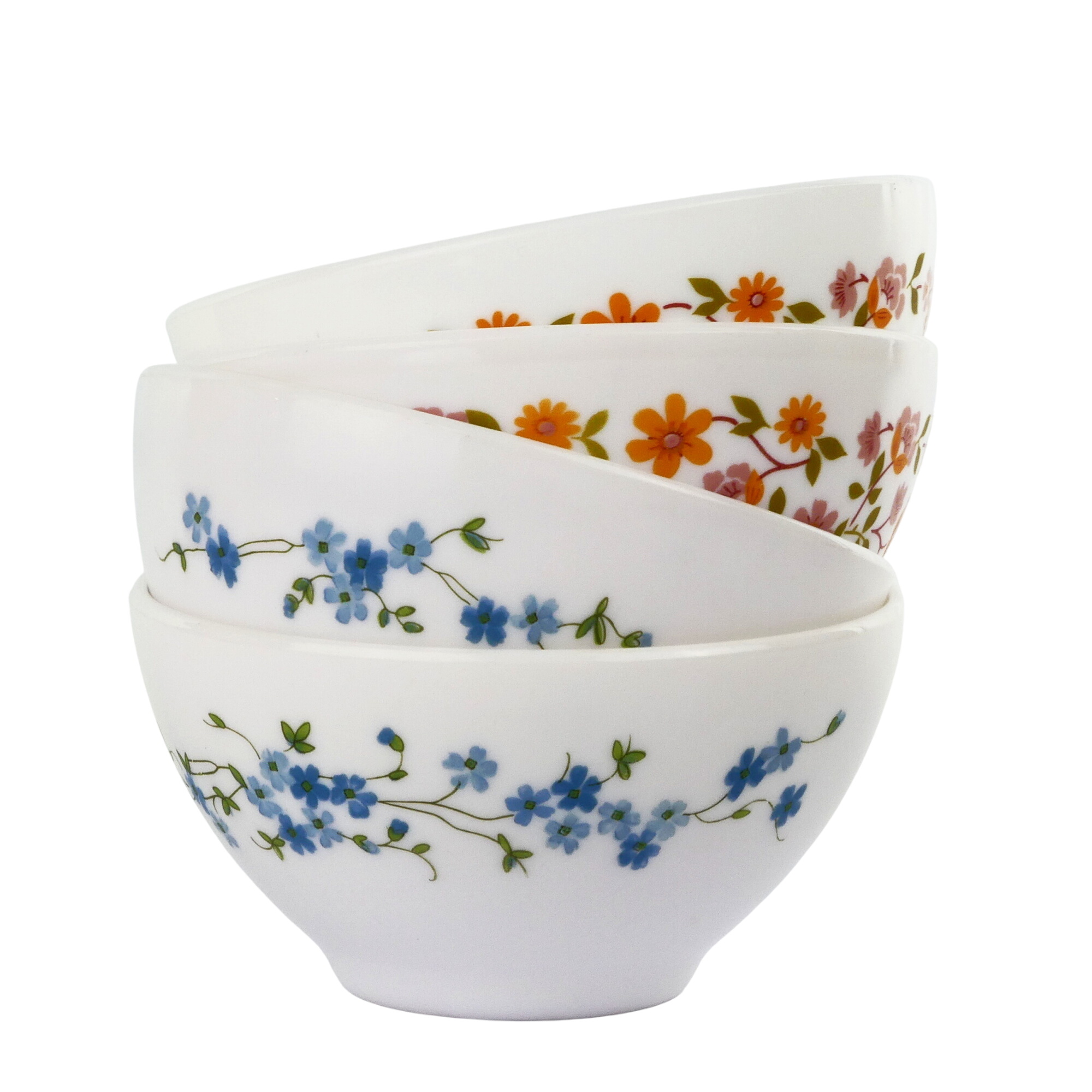 4 bols arcopal motifs fleurettes - Bon état sur Label Emmaüs