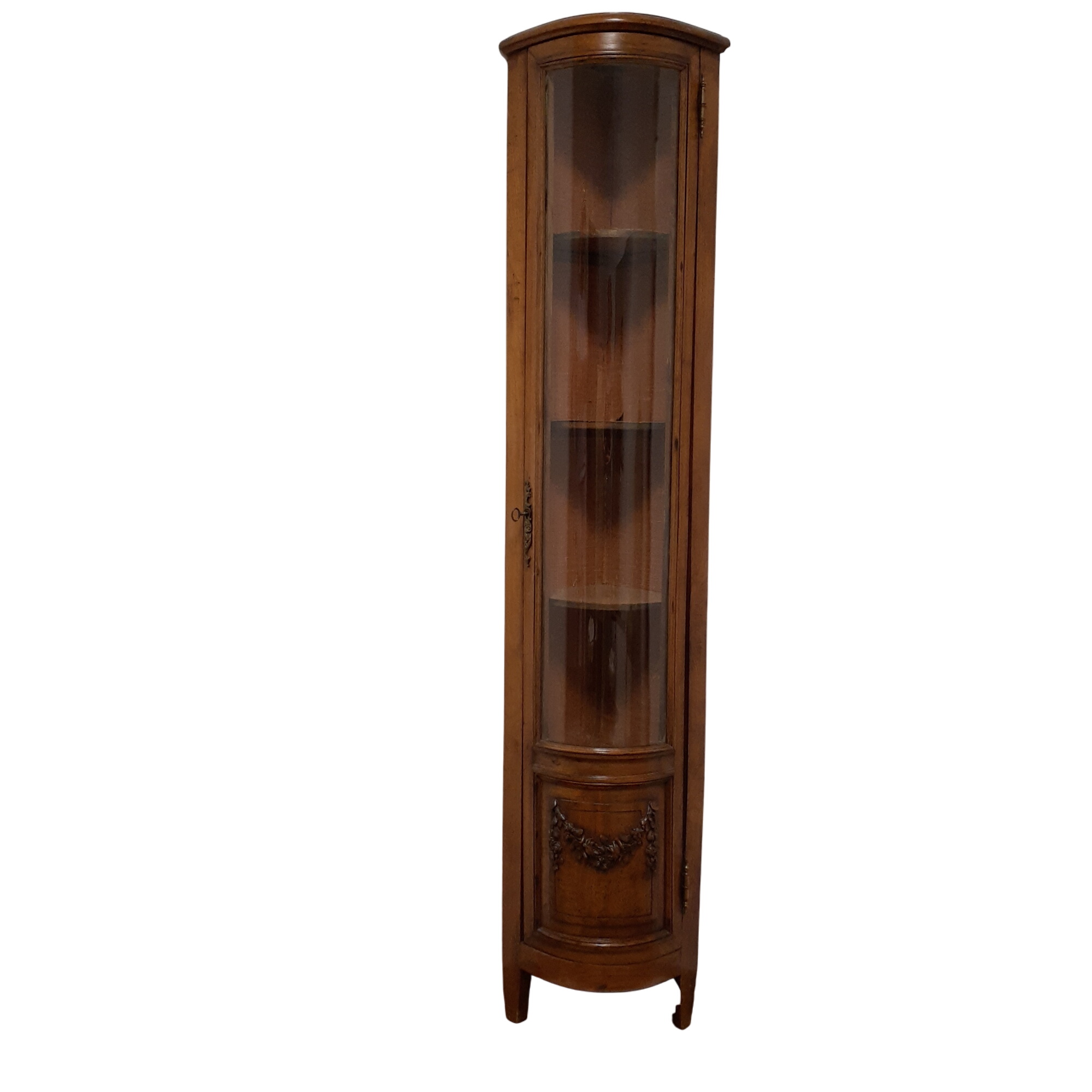Vitrine d'angle en bois et verre biseauté avec clé - Photo 0