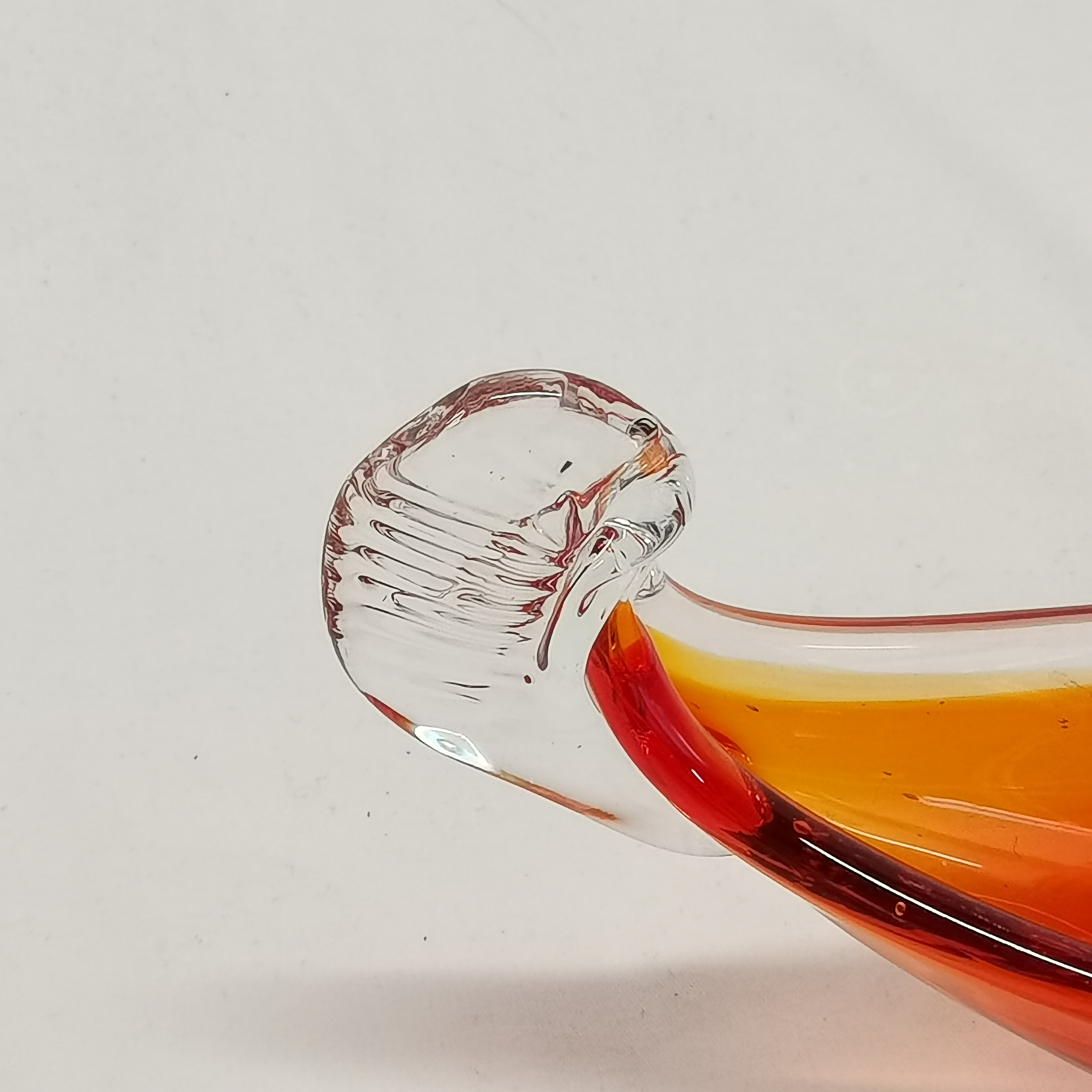 Bol Centre De Table Vintage Verre Soufflé Main Style Murano Novica - Orange-rouge, 16 Pouces