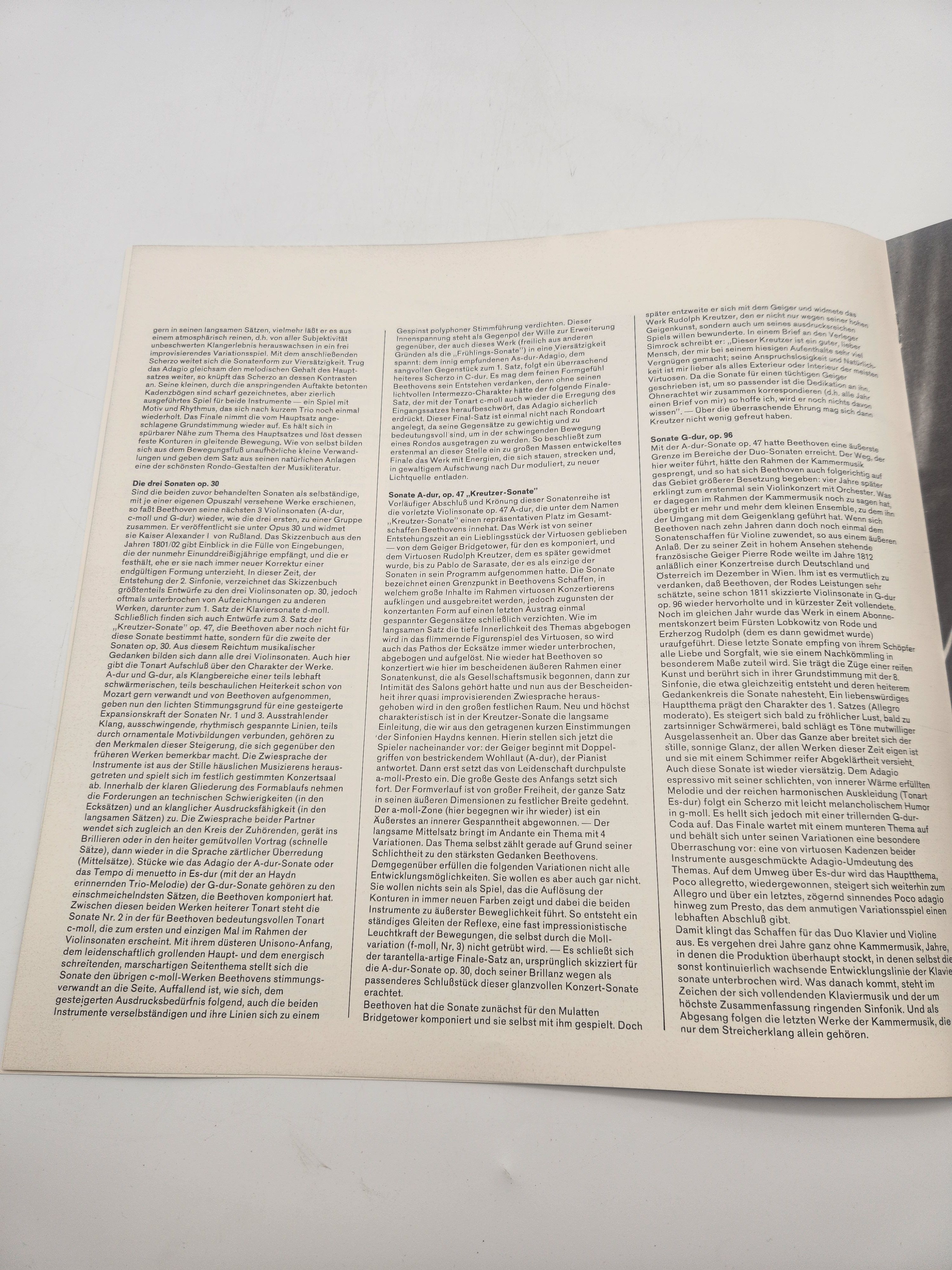 4 Vinyles 33 Tours - Sämtliche Sonaten für Klavier und Violine, composé par Ludwig van Beethoven Très bon état - Vue 12 - 