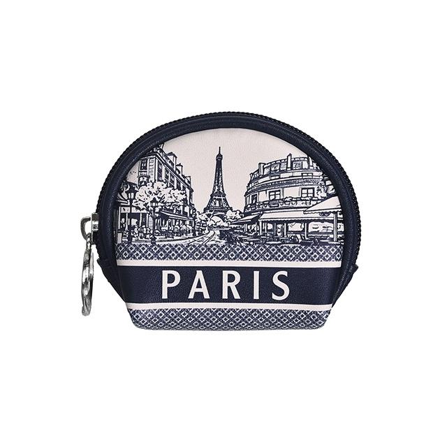Souvenir de Paris Navy blue round coin purse