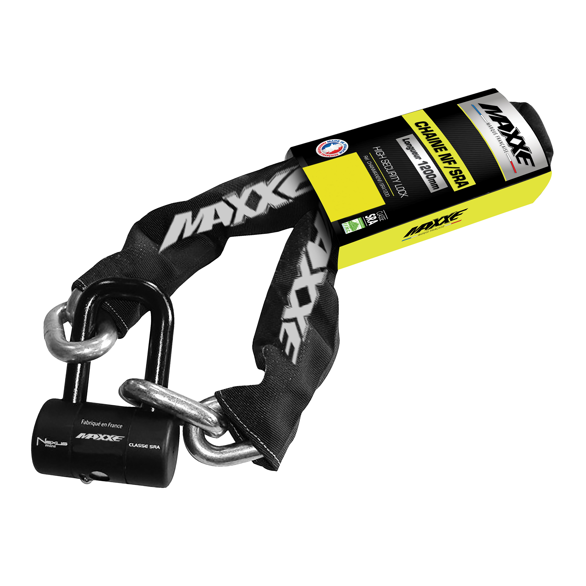 Chaîne Antivol 120 Cm + Bloque Disque MAXXE