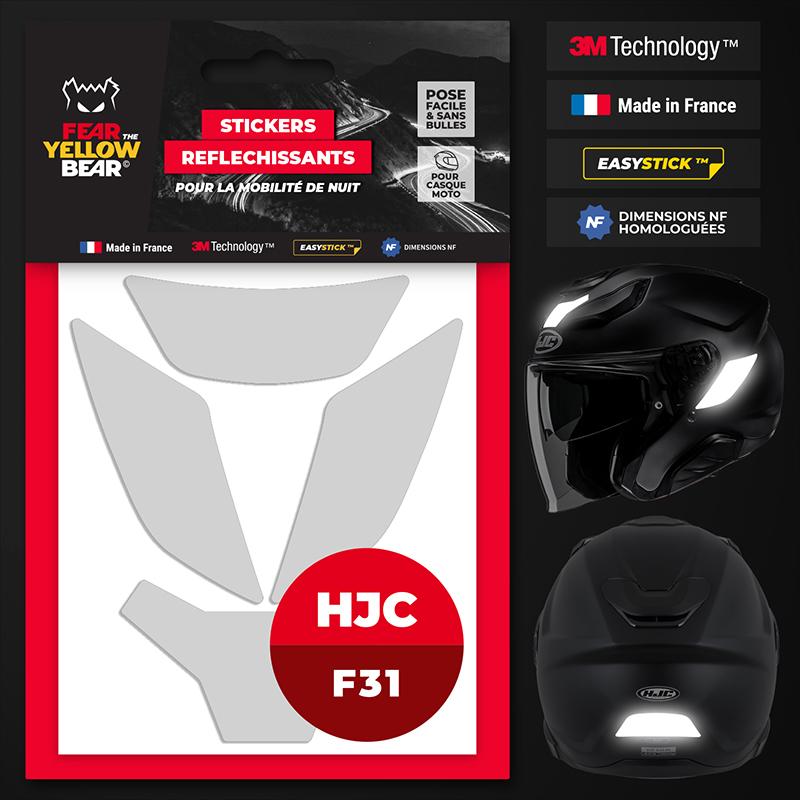 Stickers réfléchissants casque EASY REPLICA™ HJC F31 BLANC ...
