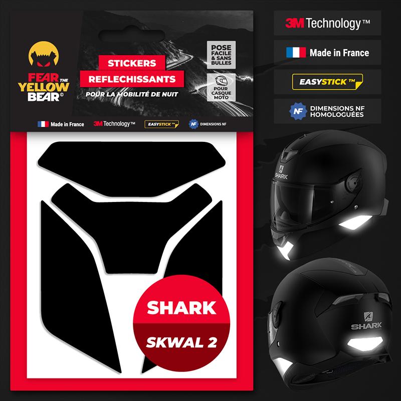 Stickers réfléchissants casque EASY REPLICA&trade; SHARK D-SKWAL 2 NOIR FEARTHEYELLOWBEAR