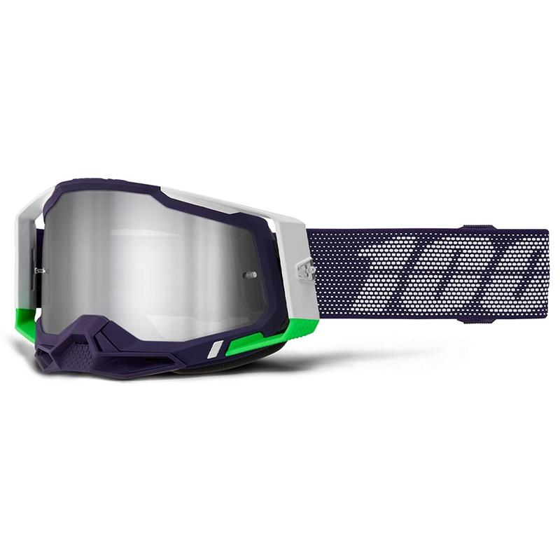 Masque cross RACECRAFT 2 Krakov - Violet/blanc/vert/Mirror Silver