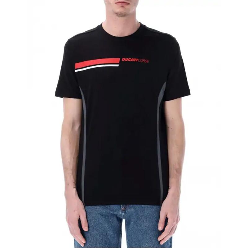 T-shirt Donna Ufficiale Ducati Corse MotoGP - Maglietta Nera Con Inserti A Contrasto