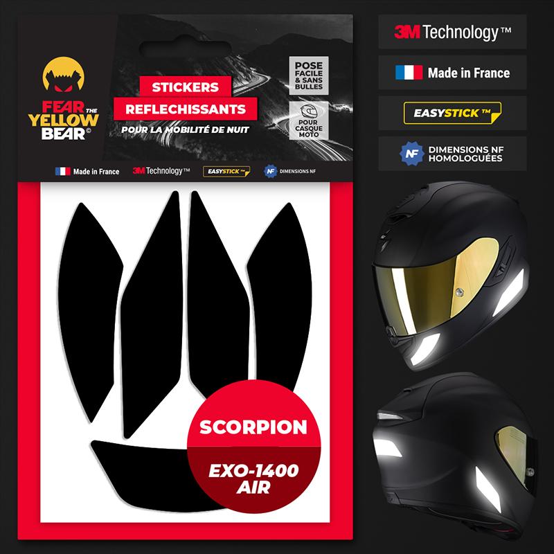 Stickers réfléchissants casque EASY REPLICA™ SCORPION EXO 1400 AIR / 1400 AIR EVO 2 NOIR
