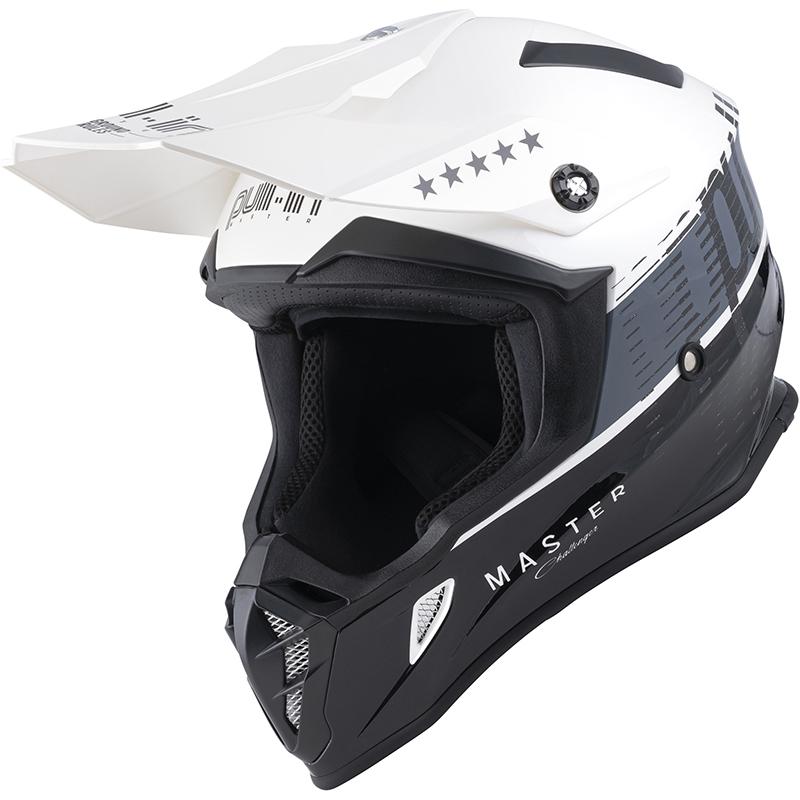 Casque cross MASTER BLACK-WHITE PULL-IN