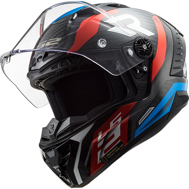Casque FF805 THUNDER CARBON SUPRA LS2 rouge/bleu MAXXESS.FR, Casque intégral