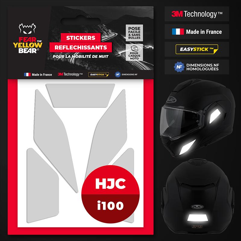 Stickers réfléchissants casque EASY REPLICA&trade; HJC i100 BLANC FEARTHEYELLOWBEAR