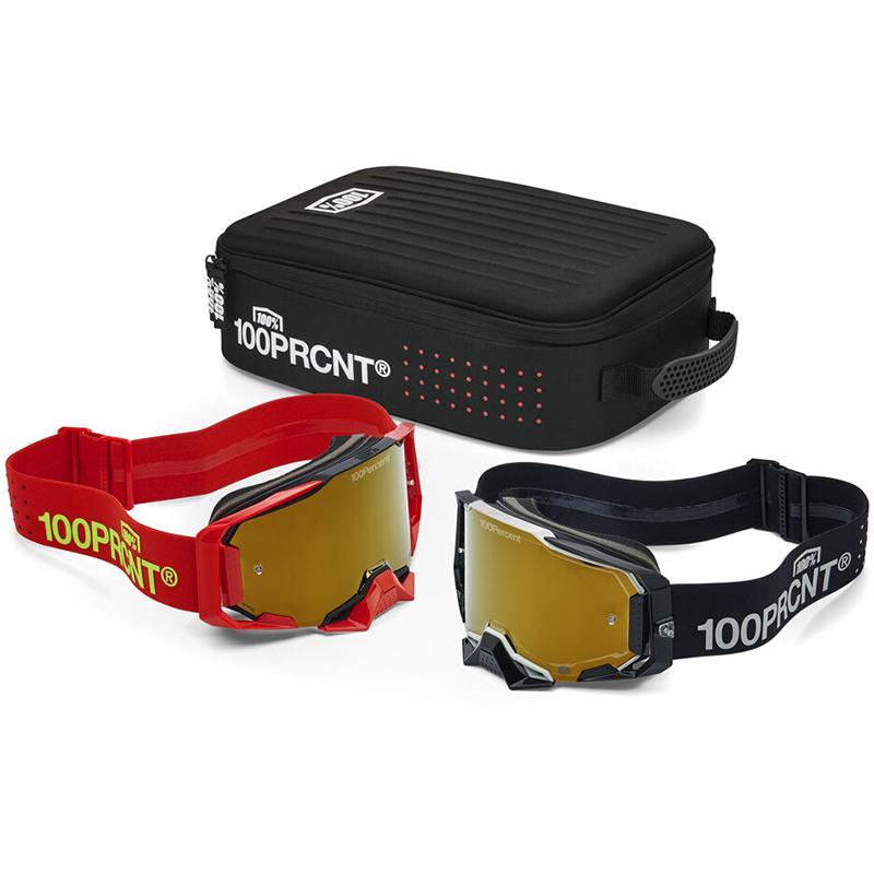 Masque Cross Pack 2 Armega Racer Noir/Rouge Ecran Mirror True Gold 100