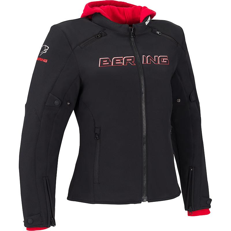Blouson Lady Jaap Evo BERING Noir/Rouge - MAXXESS.FR, Sweat moto
