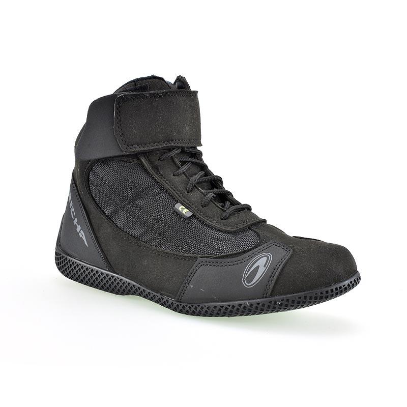 Bottes Moto CE Cuir Et Textile Perforé - Renforts Cheville/talon - Taille 40 à 46 Noir