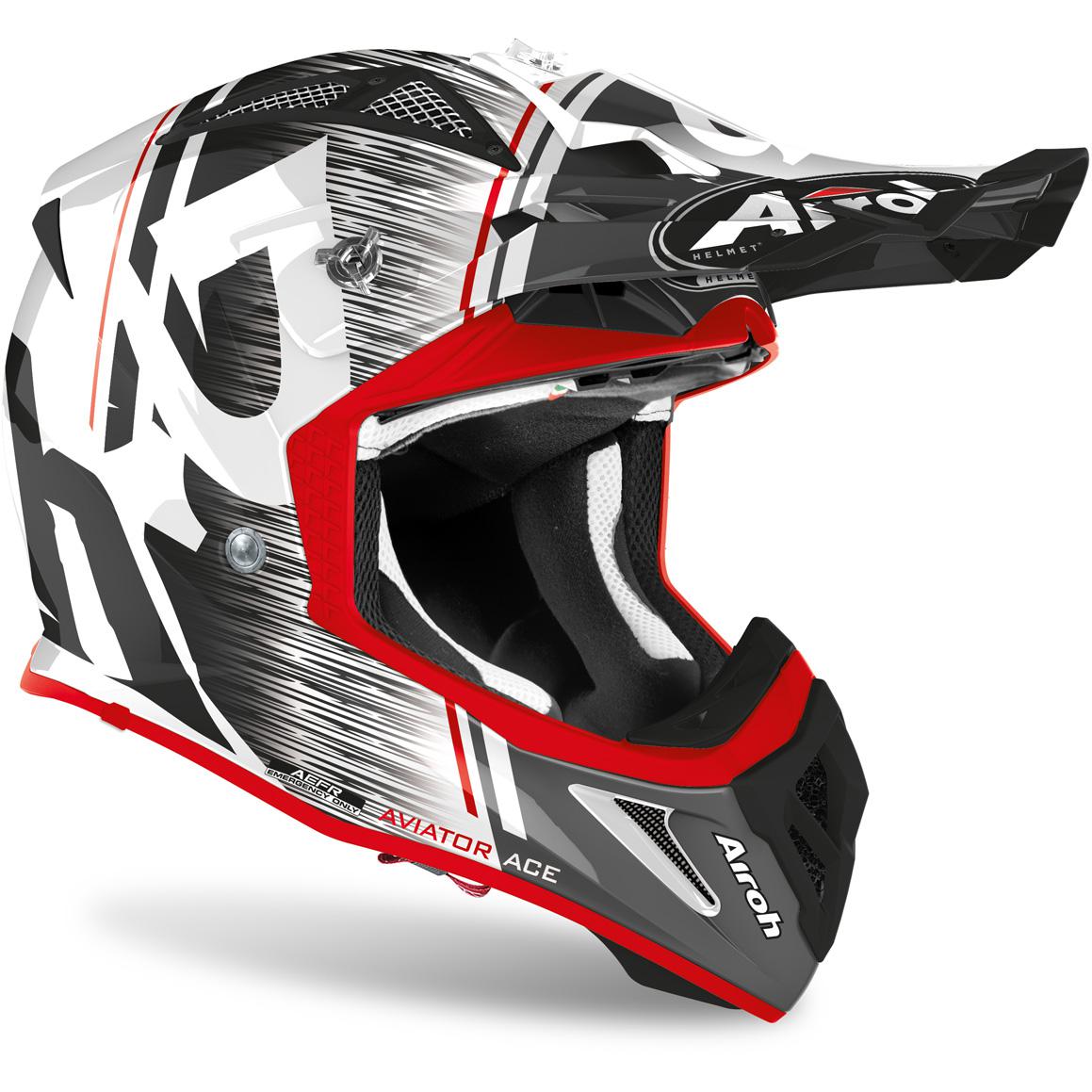 Casque cross AVIATOR ACE KYBON AIROH Rouge/Noir/Blanc - MAXXESS.FR ...