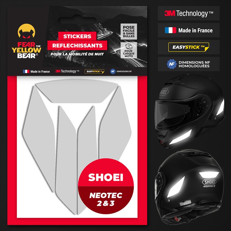 Stickers réfléchissants casque EASY REPLICA&trade; SHOEI NEOTEC 2 & 3 BLANC FEARTHEYELLOWBEAR