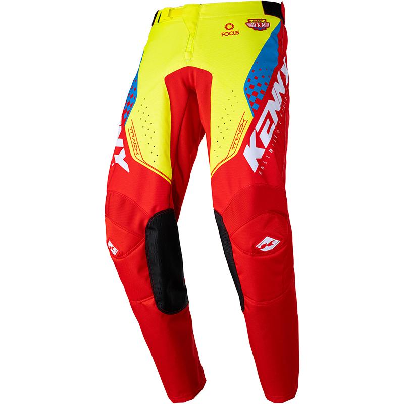 Pantalon Cross TRACK FOCUS KENNY rouge/jaune fluo/blanc - MAXXESS.FR ...