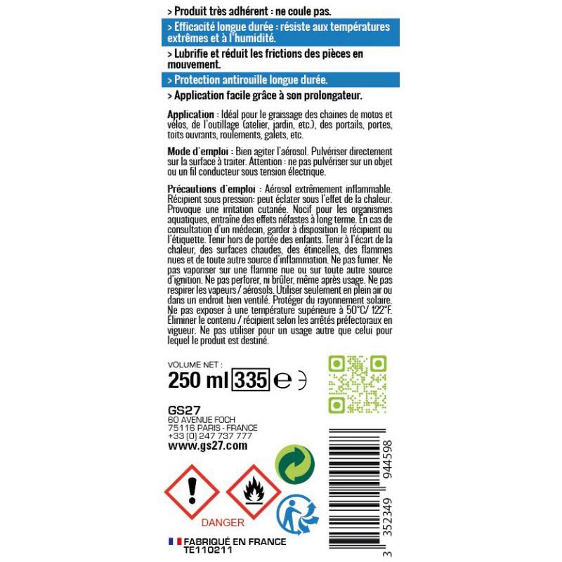 Graisse chaîne BLANCHE 250ml GS27 2
