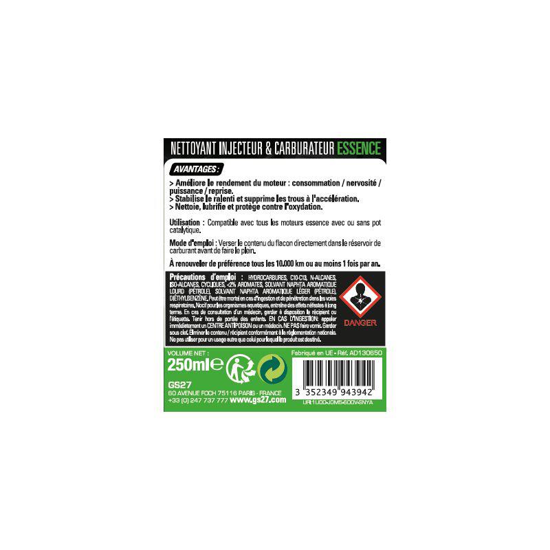 Nettoyant INJECTEUR ET CARBURATEUR ESSENCE - 2 EN 1 - 250ml GS27 2