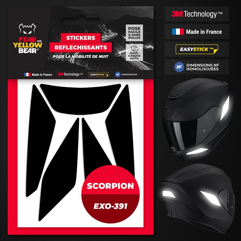 Stickers réfléchissants casque EASY REPLICA™ SCORPION EXO 391 NOIR