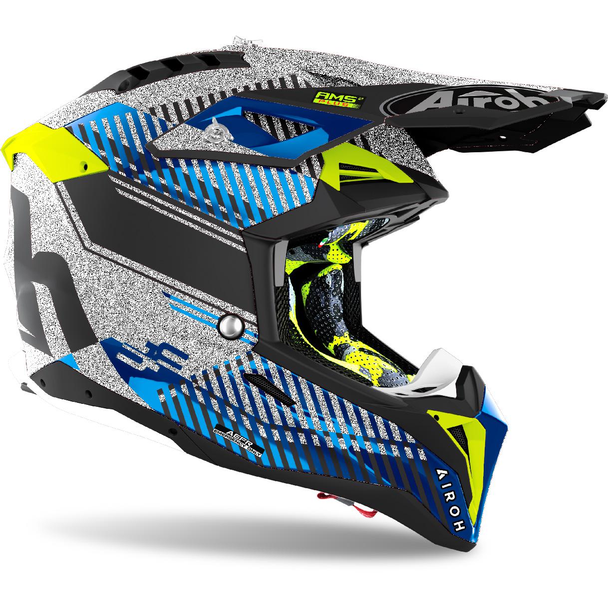 Casque cross Aviator 3 WAVE AIROH Chrome/bleu/jaune - MAXXESS.FR ...