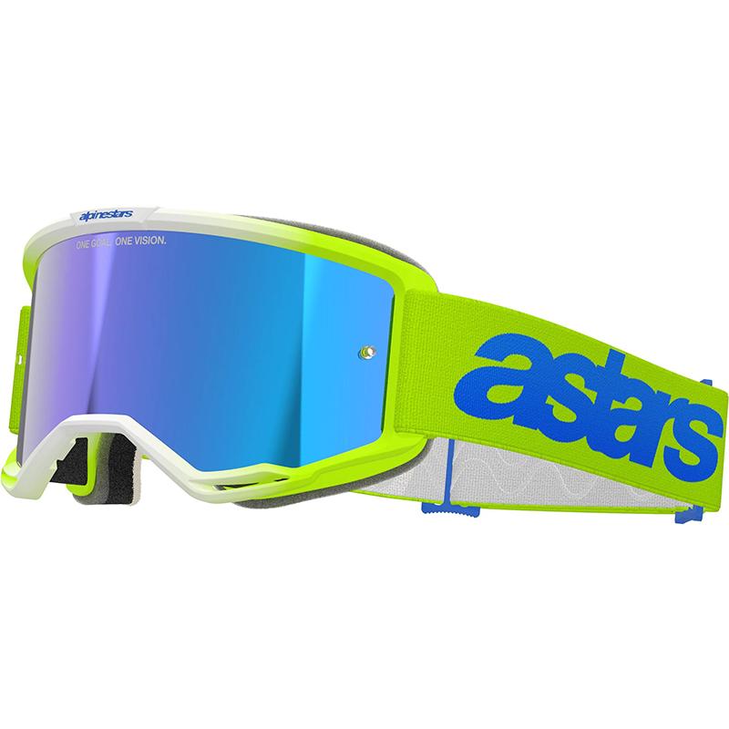 Masque cross VISION 5 BLAZE - JAUNE FLUO/IRIDIUM BLEU ALPINESTARS