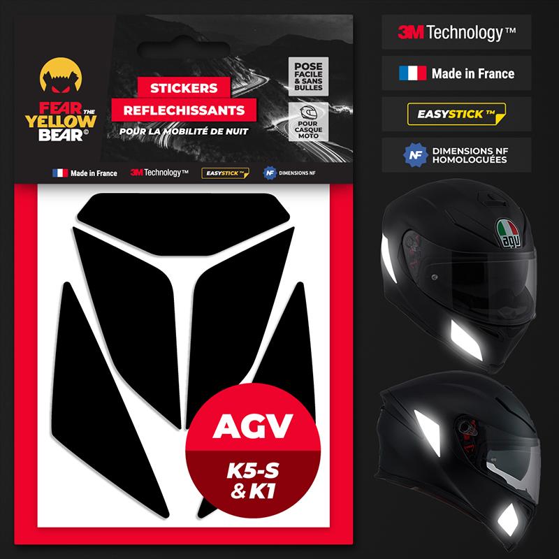 Stickers réfléchissants casque EASY REPLICA AGV K5-S / K1 NOIR FEARTHEYELLOWBEAR