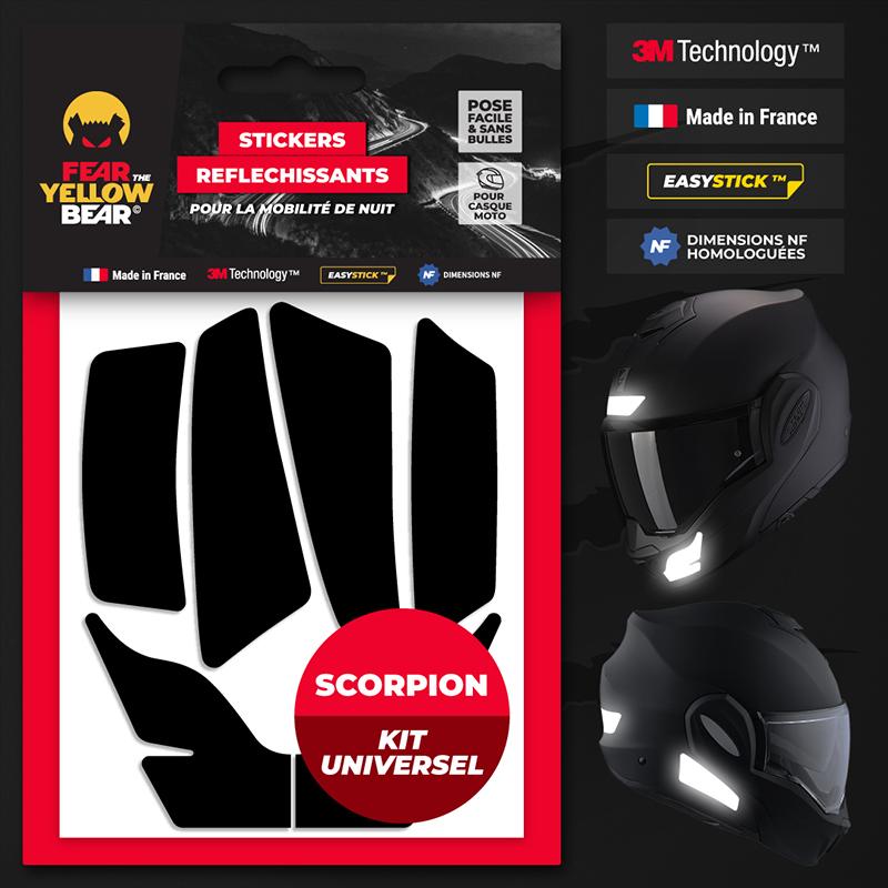 Stickers réfléchissants casque EASY REPLICA™ KIT UNIVERSEL SCORPION EXO NOIR