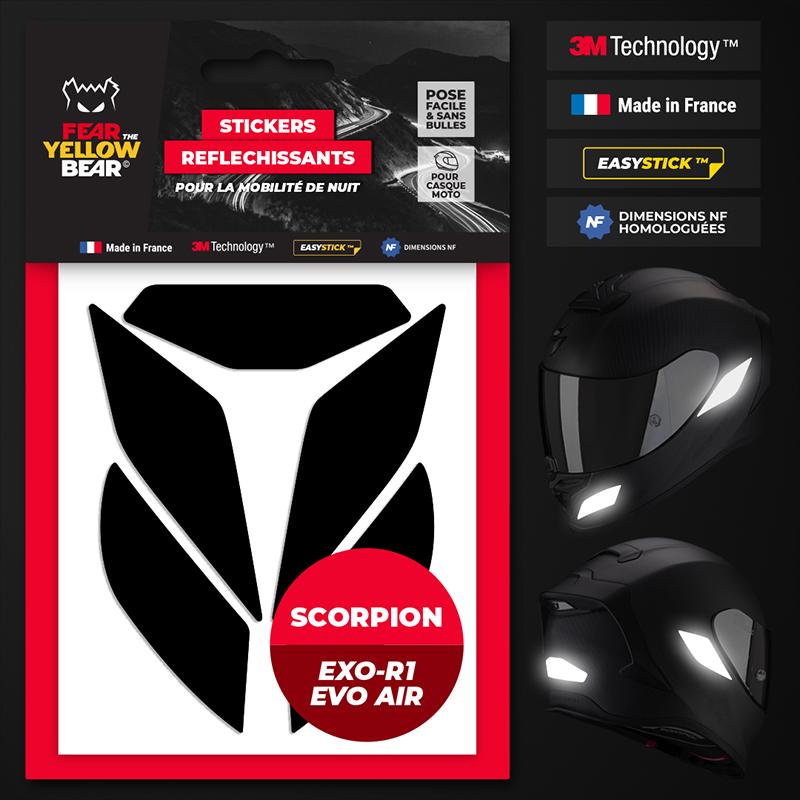 Stickers réfléchissants casque EASY REPLICA™ SCORPION EXO R1 EVO AIR NOIR