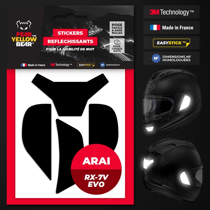 Fear The Yellow Bear© Easy Replica Scorpion Exo 1400 Air™, Kit 4 Stickers réfléchissants REPOSITIONNABLES, pour Casque Moto, 3M™ Technology (Noir, Scorpion EXO 1400 AIR