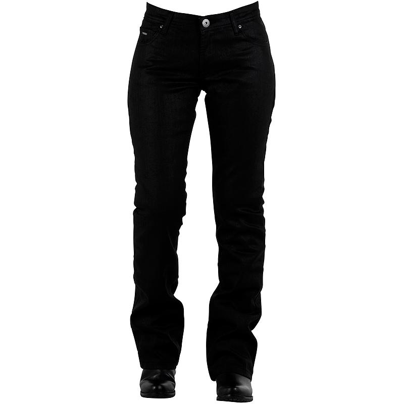 Jeans DONINGTON LADY WAXED OVERLAP Noir MAXXESS.FR, Jeans moto