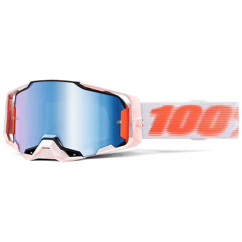 100% Masque cross ARMEGA Tubular - Ecran Mirror Bleu