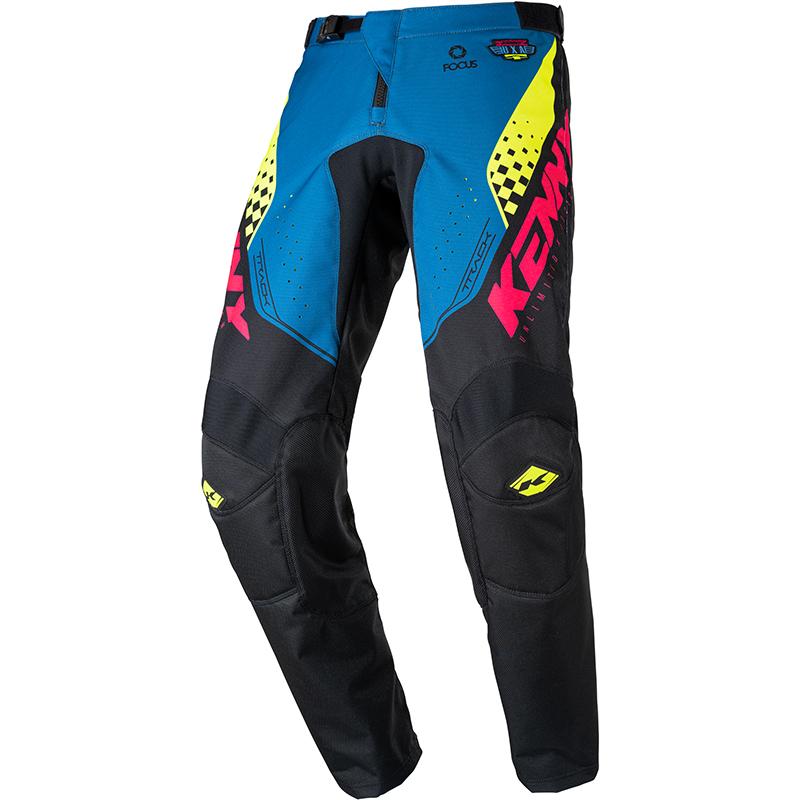 Pantalon Cross TRACK FOCUS KENNY noir/bleu/jaune fluo - MOTO-AXXE.FR ...