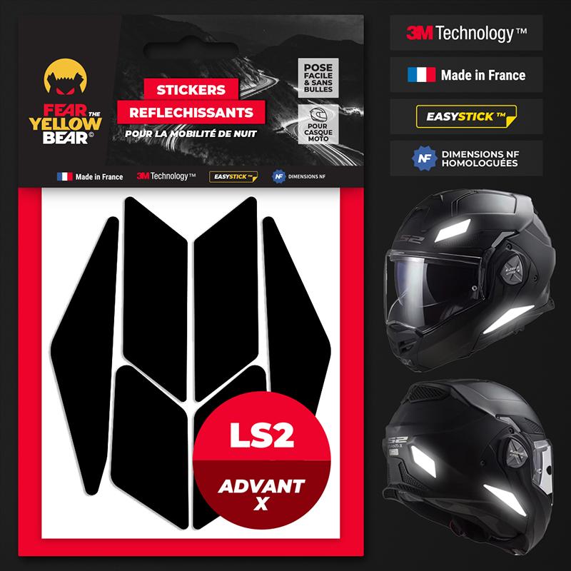 FEARTHEYELLOWBEAR Stickers réfléchissants casque EASY REPLICA&trade; LS2 ADVANT X NOIR