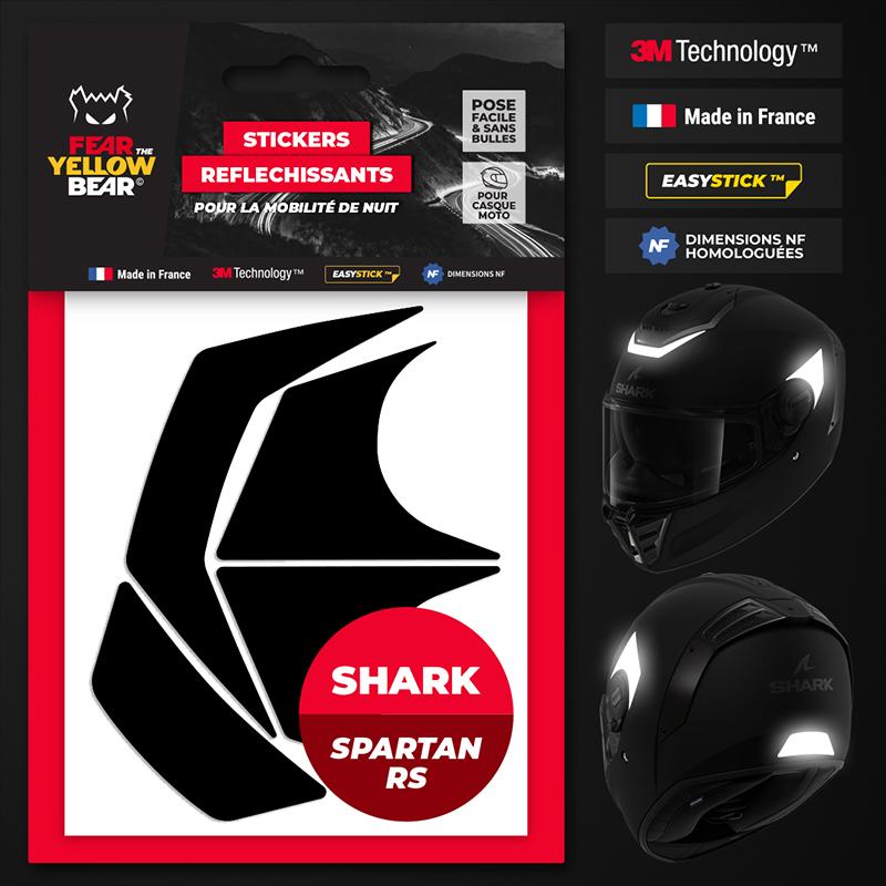 FEARTHEYELLOWBEAR Stickers réfléchissants casque EASY REPLICA&trade; SHARK SPARTAN RS NOIR
