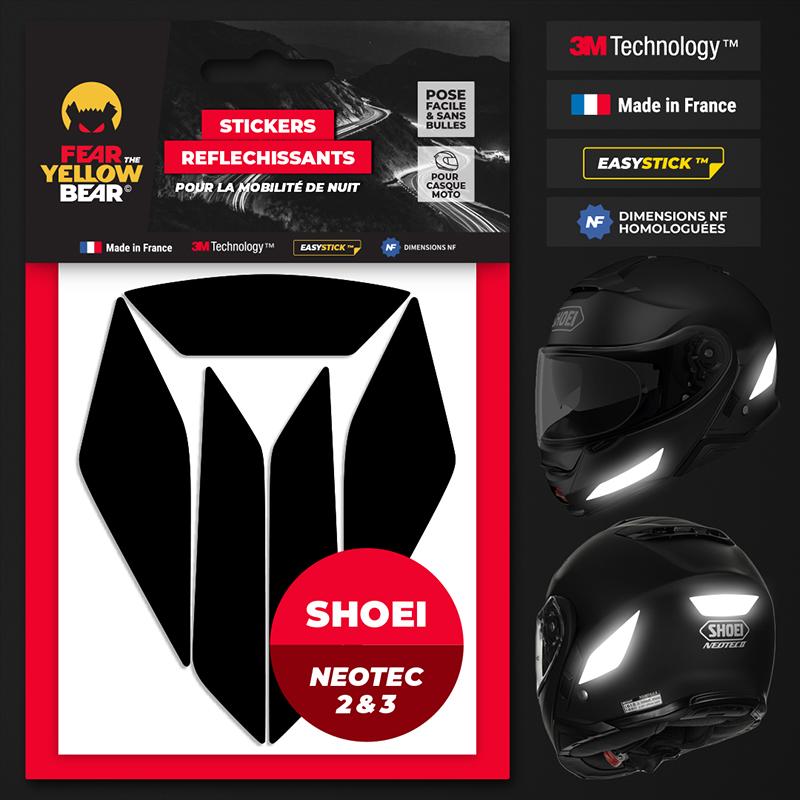 FEARTHEYELLOWBEAR Stickers réfléchissants casque EASY REPLICA&trade; SHOEI NEOTEC 2 & 3 NOIR