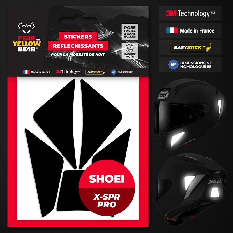 FEARTHEYELLOWBEAR Stickers réfléchissants casque EASY REPLICA&trade; SHOEI XSPR PRO NOIR