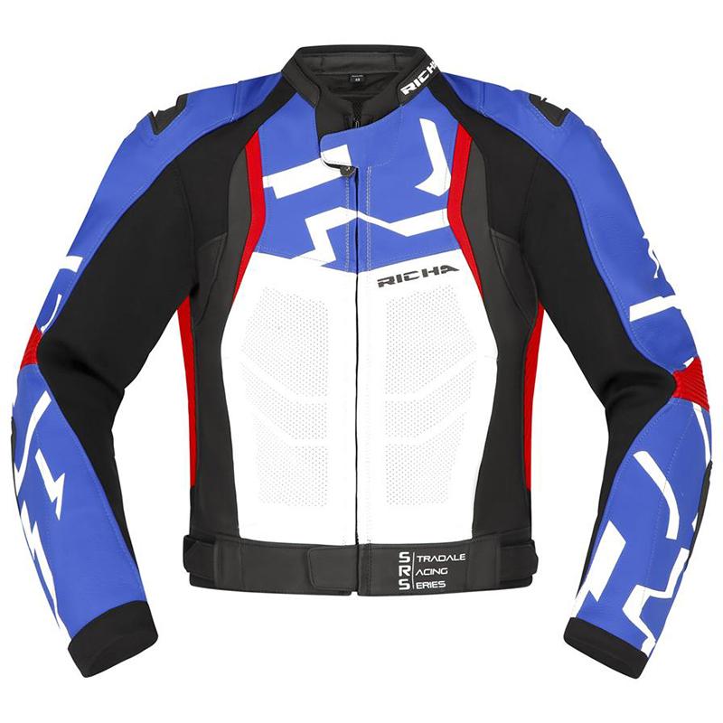 Blouson STRADALE RICHA Bleu blanc rouge MOTO AXXE FR Blouson Moto Cuir