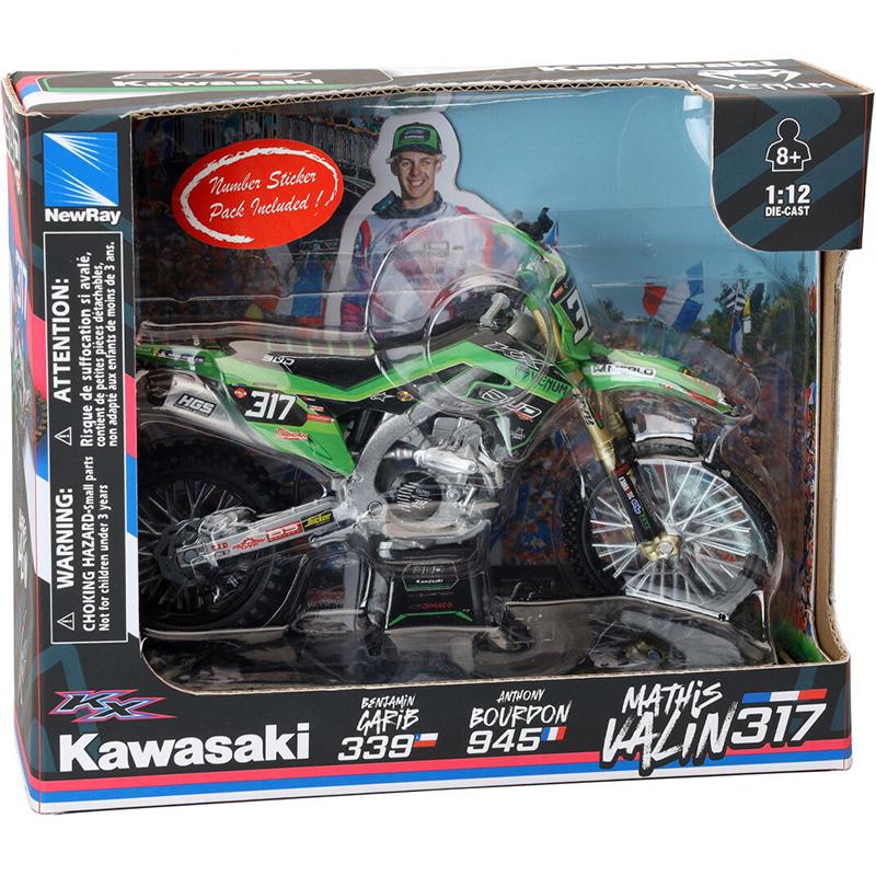 NEWRAY Réplique Moto Kawasaki 450 KXF BUD RACING M. VALIN - Echelle 1/12&deg; 2