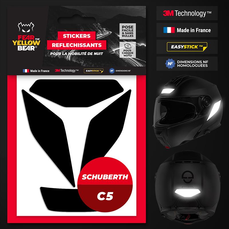 FEARTHEYELLOWBEAR Stickers réfléchissants casque EASY REPLICA&trade; SCHUBERT C5 NOIR