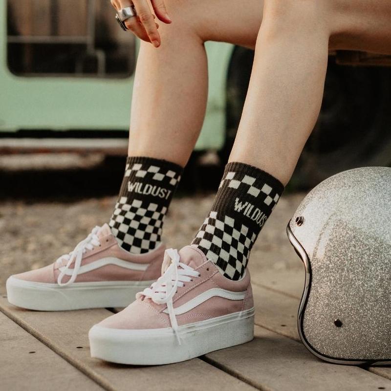 WILDUSTSISTERS Chaussettes CHEKERBOARD damier Grey