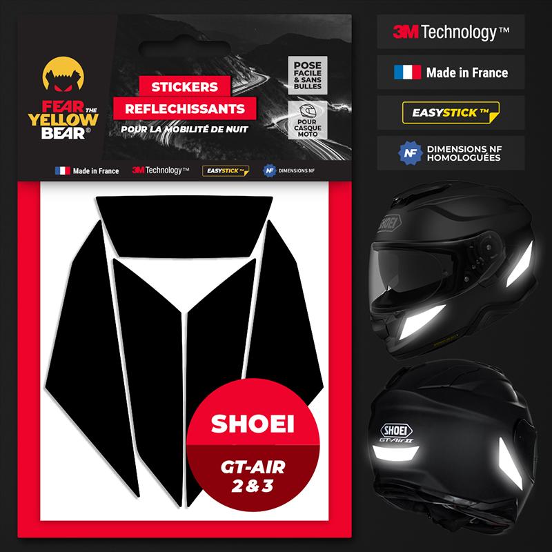 FEARTHEYELLOWBEAR Stickers réfléchissants casque EASY REPLICA&trade; SHOEI GT AIR 2 & 3 NOIR