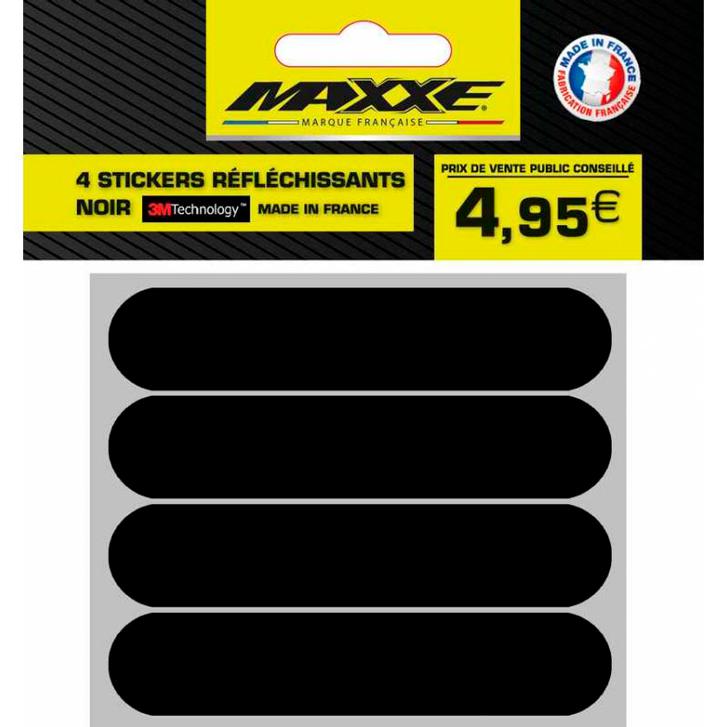 MAXXE Planche De 4 Stickers Réfléchissants Noir 3M