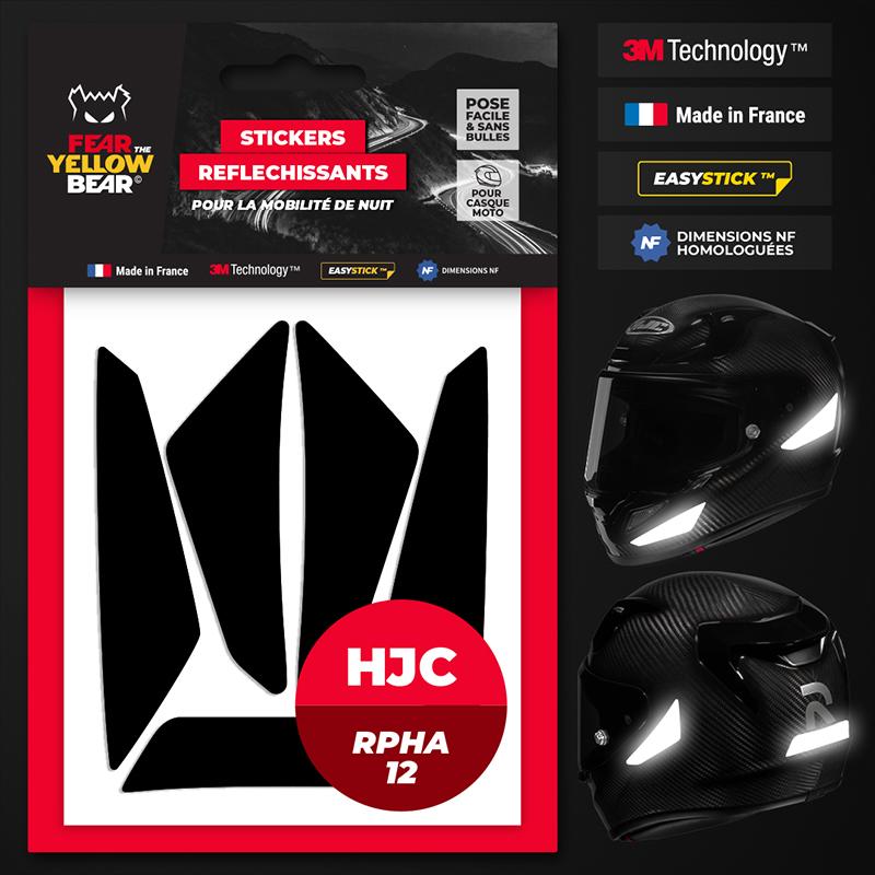 FEARTHEYELLOWBEAR Stickers réfléchissants casque EASY REPLICA&trade; HJC RPHA12 NOIR
